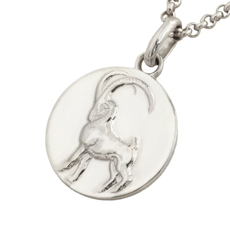 capricorn coin pendant necklace // silver
