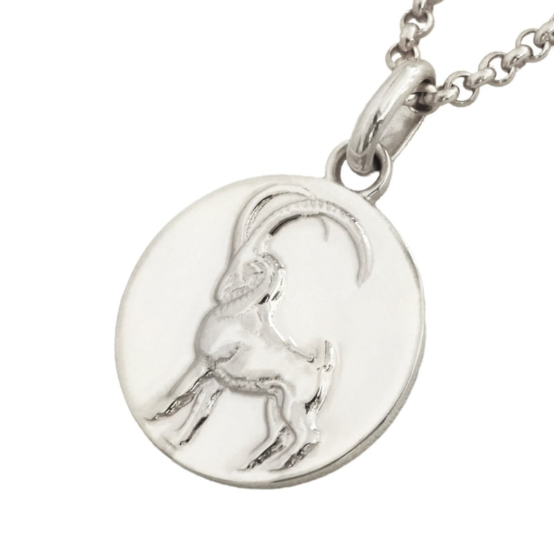 capricorn coin pendant necklace // silve