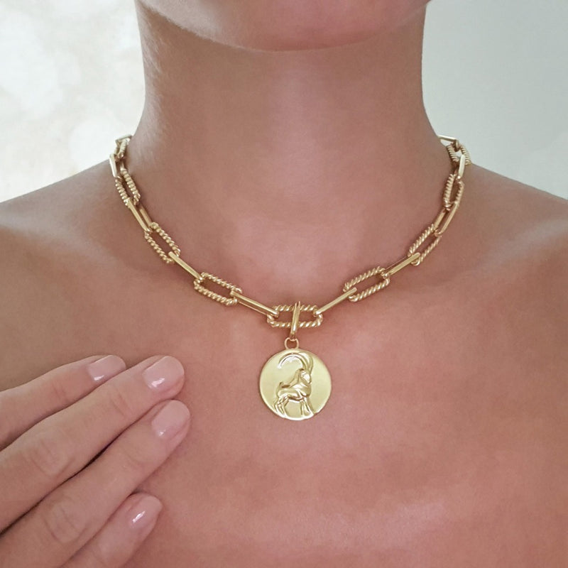 chunky square link chain necklace // gold
