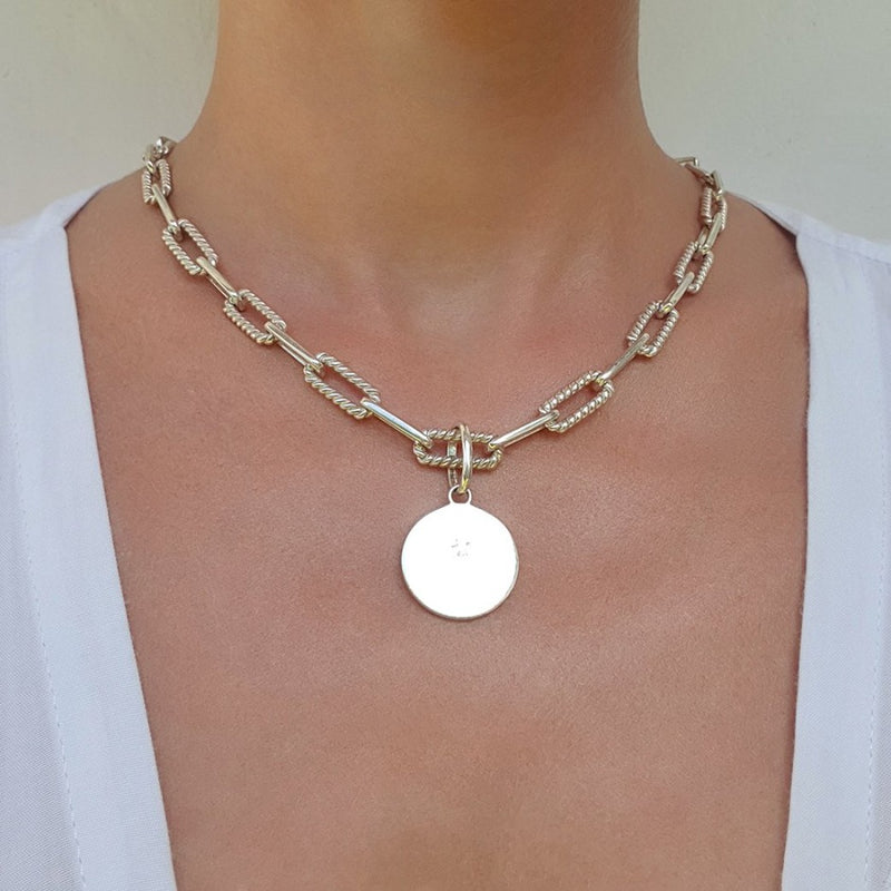 chunky square link chain necklace // silver
