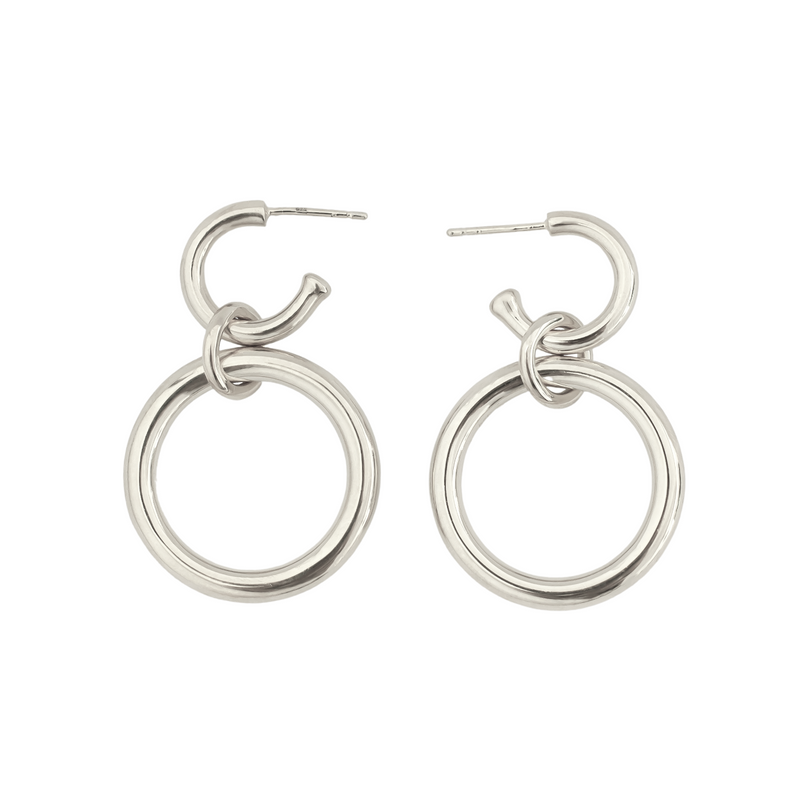 Lightweight Sterling Silver double Hoop Earrings large // Silver