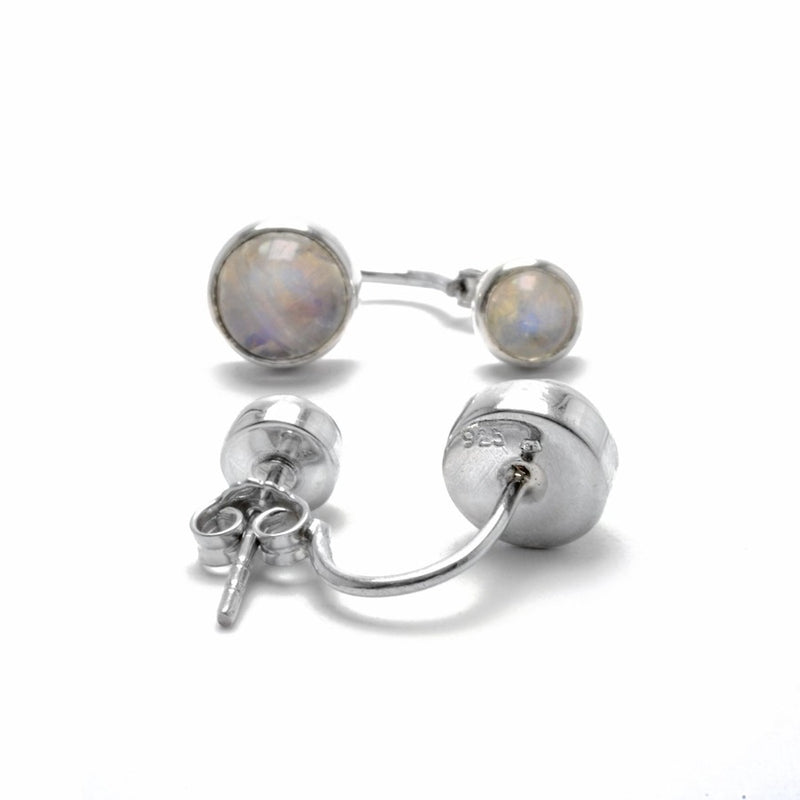 double moonstone sterling silver earrings // Silver