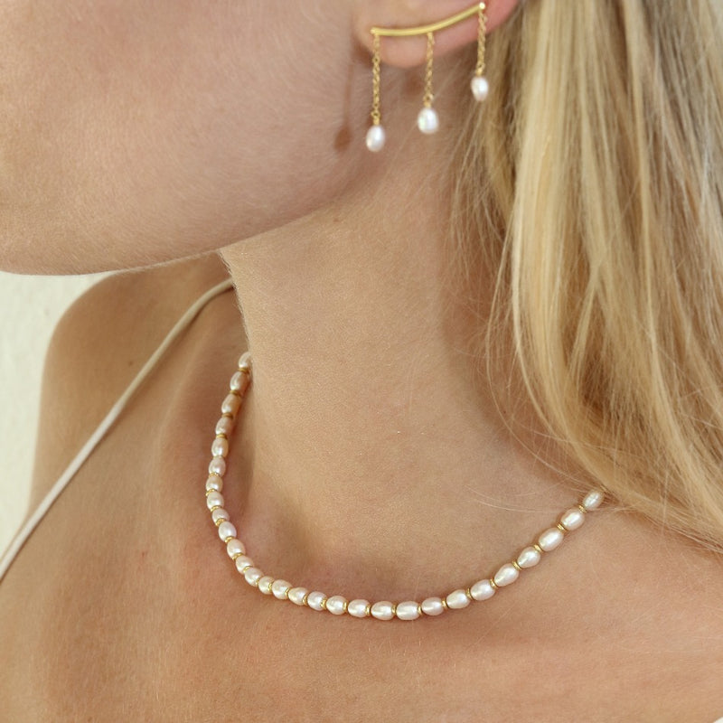 Ear Climber with Pearls // Gold