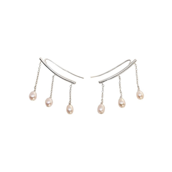 Ear Climber with Pearls // Silver
