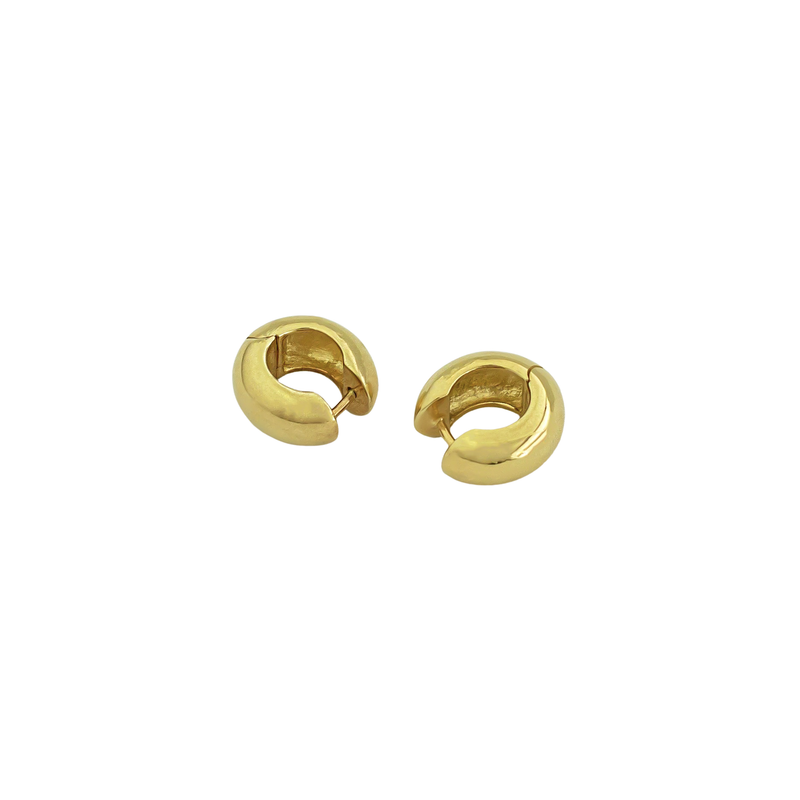 sterling silver thick hoop earrings 22 karat gold plated // Gold