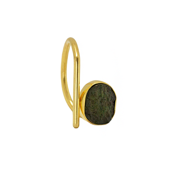 genuine moldavite ring gold vermeil size 8