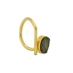 open moldavite ring in gold