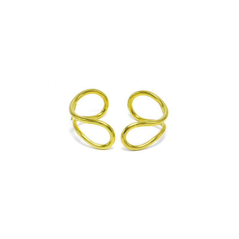 Statement luxury sterling silver wave earrings gold plated // Gold