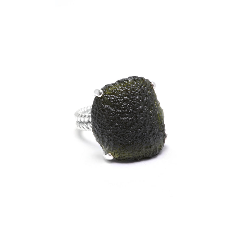 large moldavite ring size 8