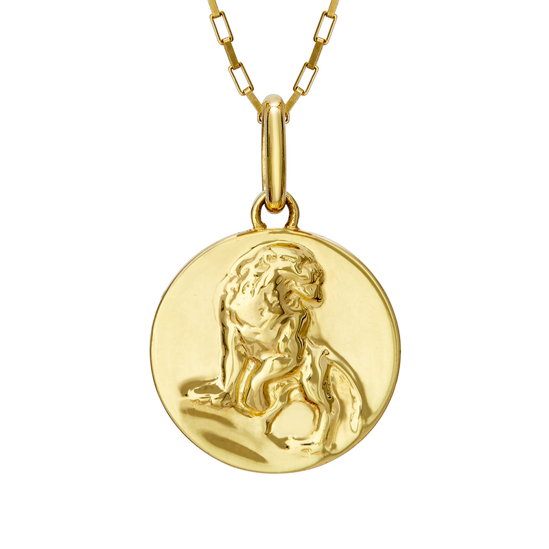 leo zodiac necklace lion // gold