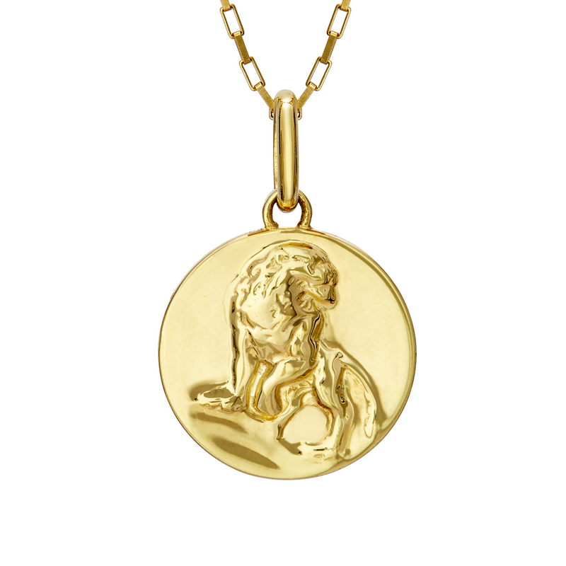 leo zodiac necklace lion // gold