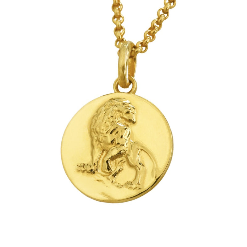 leo coin pendant necklace // gold