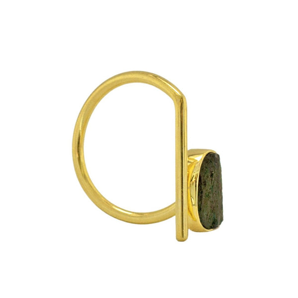 gold moldavite ring size 10