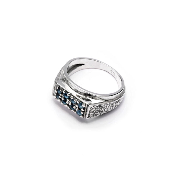 Sterling Silver Midnight Ring with Aquamarines