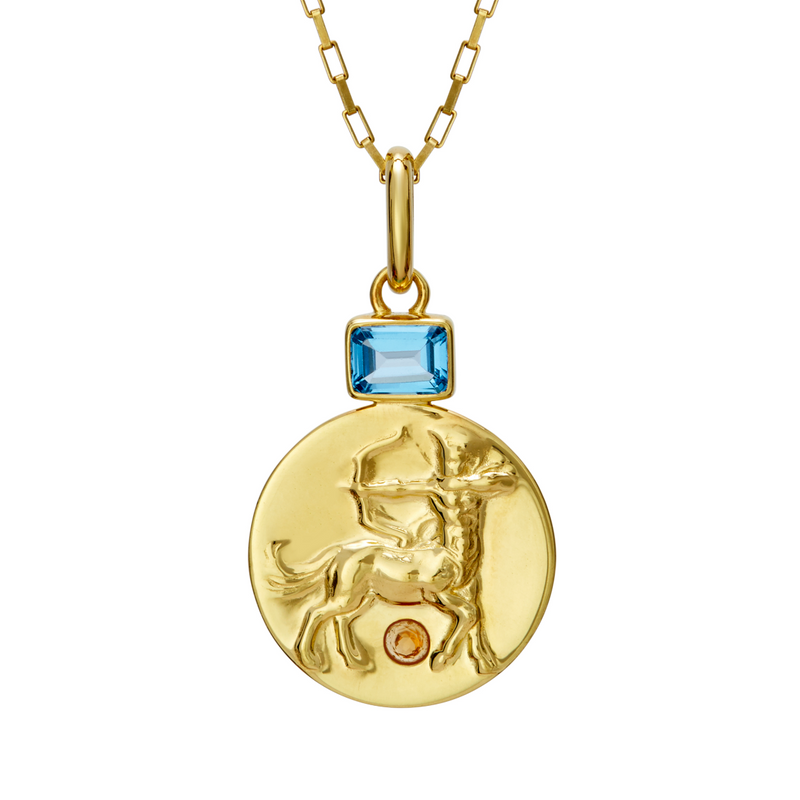 Sagittarius man coin pendant necklace // Gold