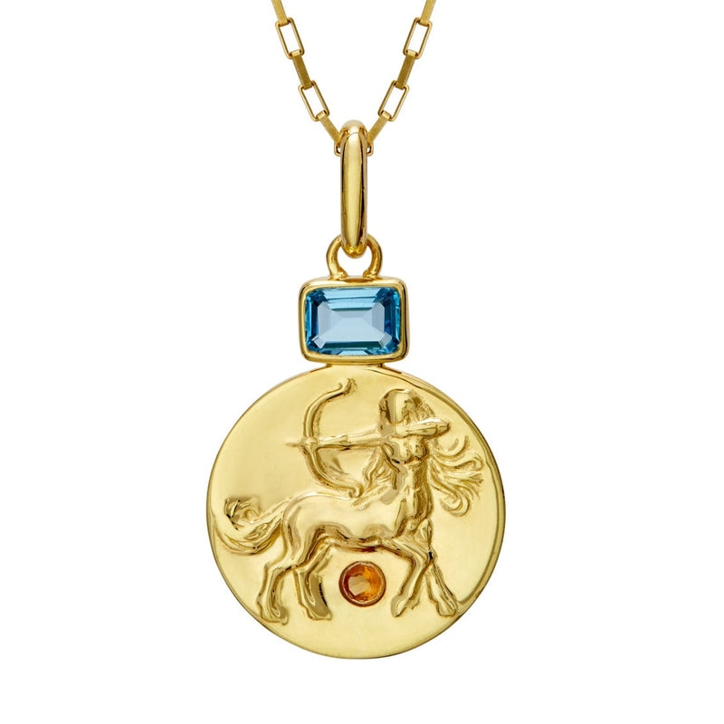 Sagittarius woman coin pendant necklace // Gold