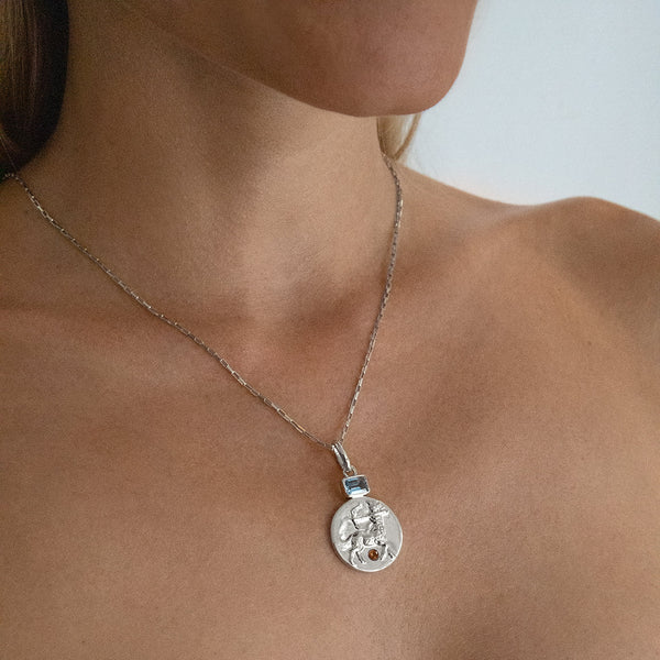 Sagittarius man coin pendant necklace // Silver