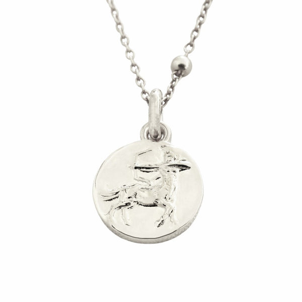 dainty sagittarius man pendant necklace // Silver