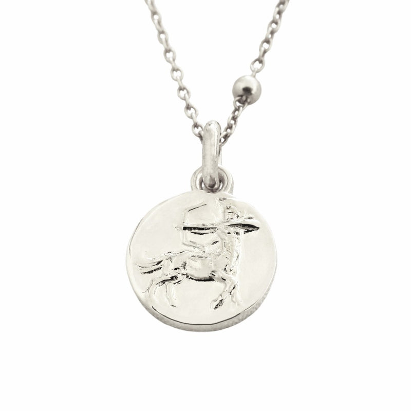 dainty sagittarius man pendant necklace // Silver