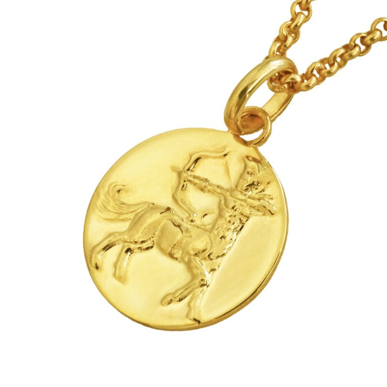 gold vermeil sagittarius pendant necklace // Gold
