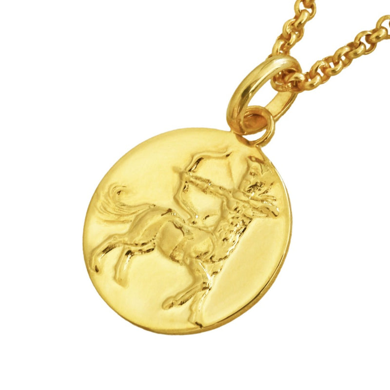 gold vermeil sagittarius pendant necklace // Gold