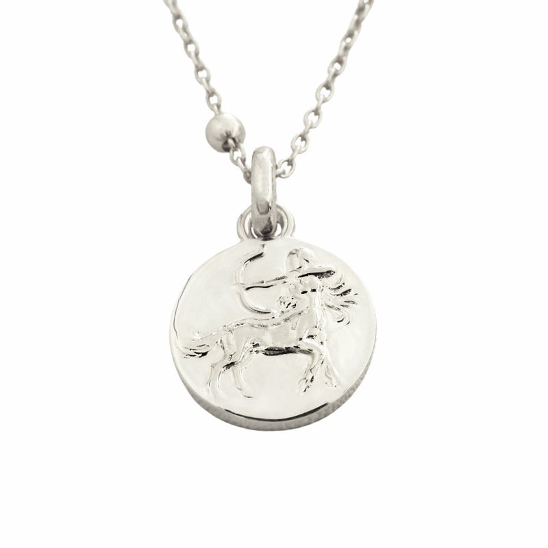 dainty sagittarius woman pendant necklace // Silver
