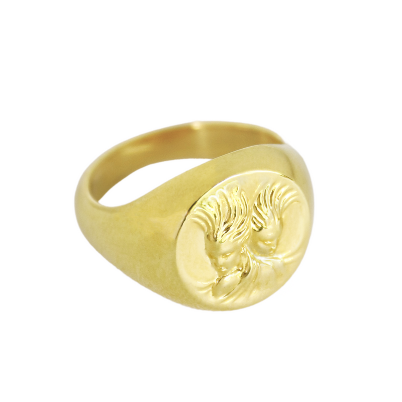 gemini signet ring gold // Gold