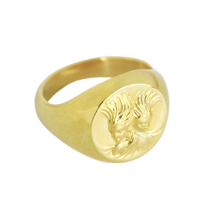 gemini signet ring gold // Gold