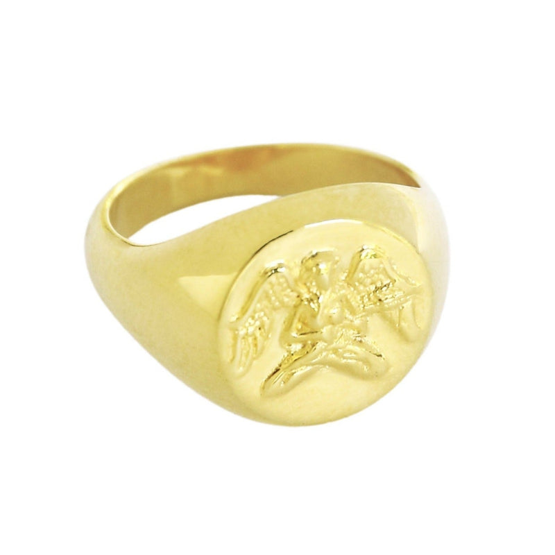 Gold virgo signet ring // Gold