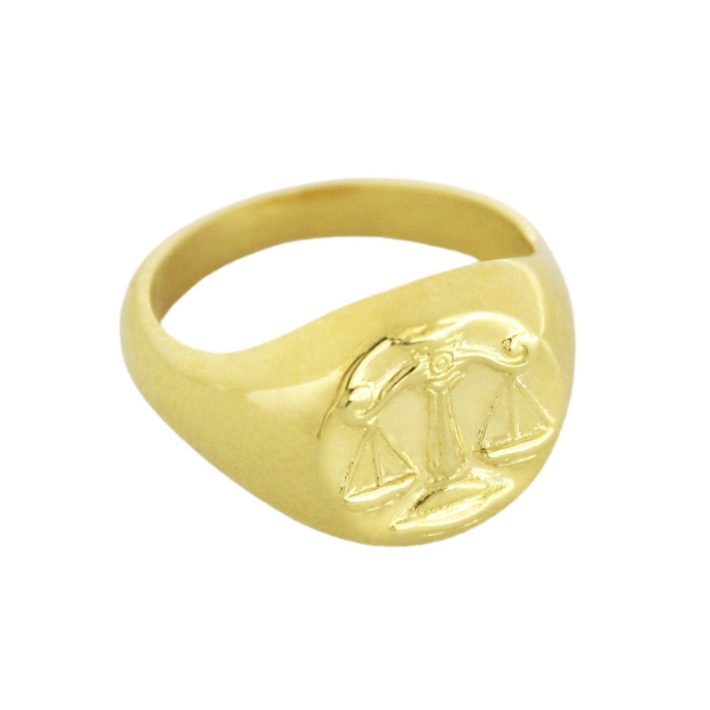 Gold Libra signet ring // Gold