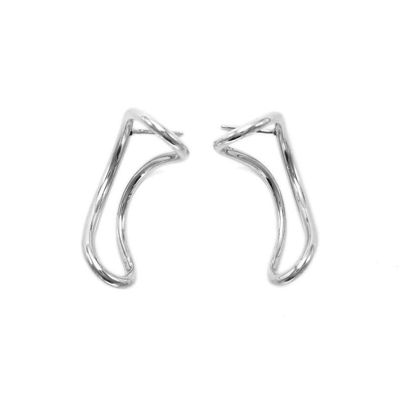 sterling silver wave earrings ioola // Silver