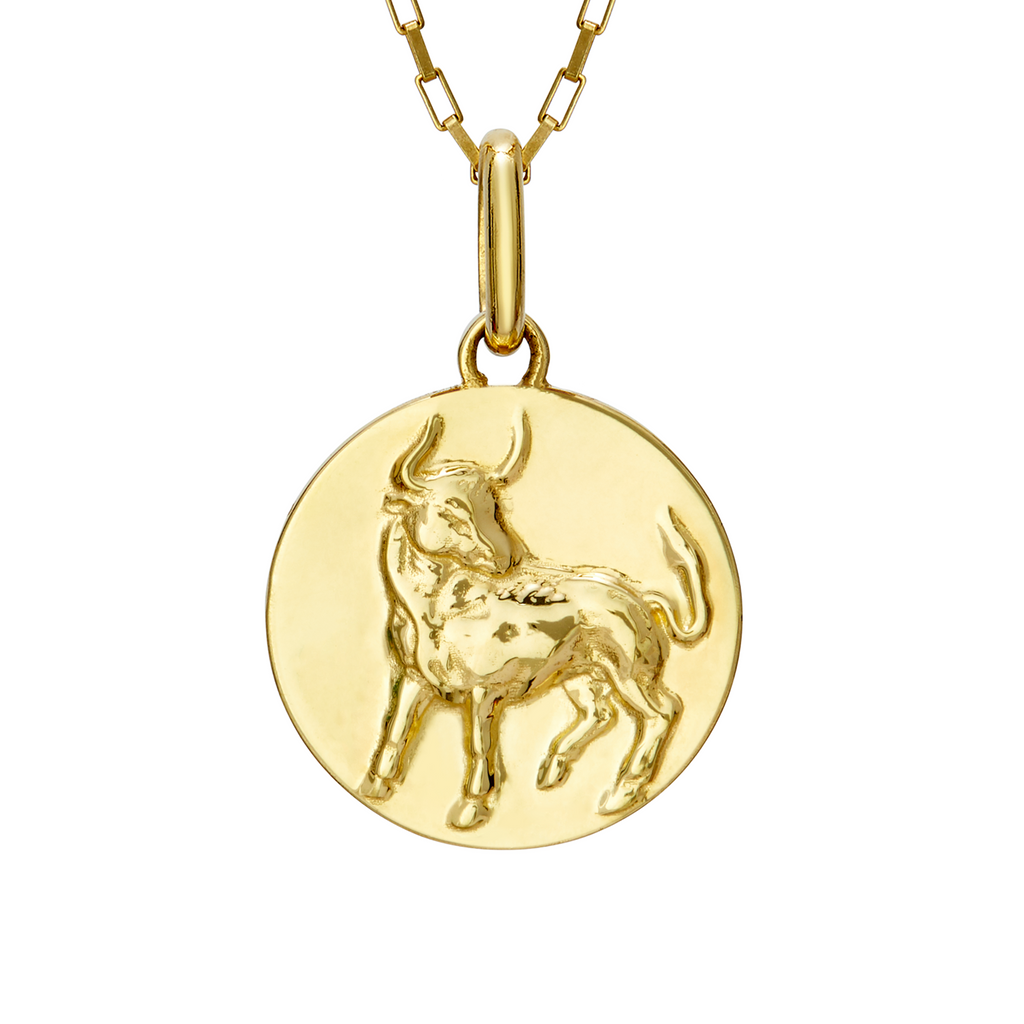 Gold Gothic Zodiac Pendant Necklace - Taurus | Icing US