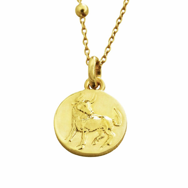 taurus dainty coin pendant // Gold
